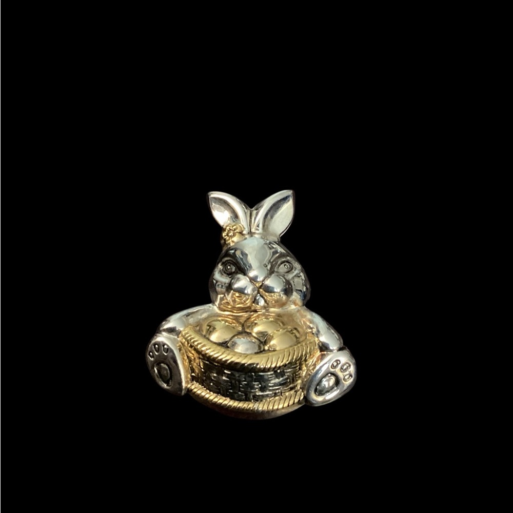 Vintage Two Tone Easter Bunny Brooch/Pendant/Scarf Tie